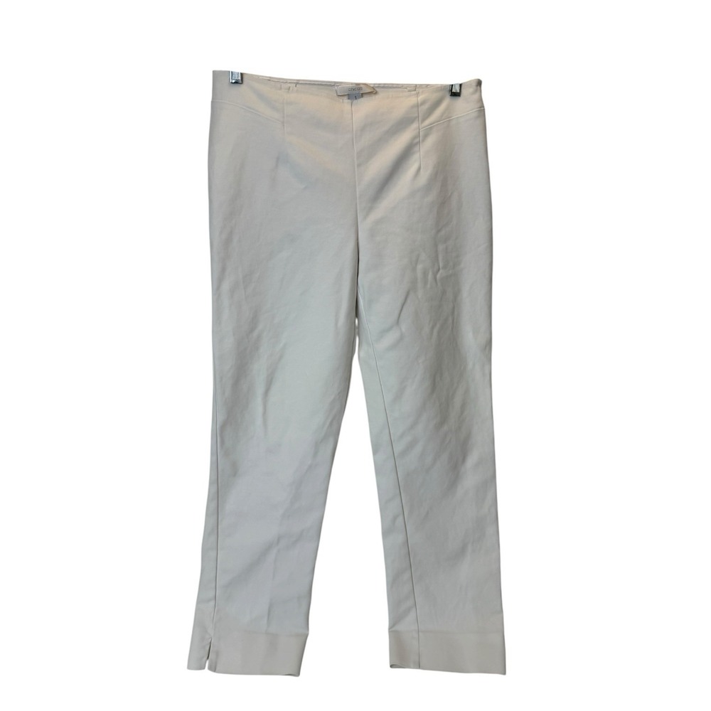 Chico's White Straight Leg Ankle Pants Side Zip Womens Chicos 1 (Size 10 US)